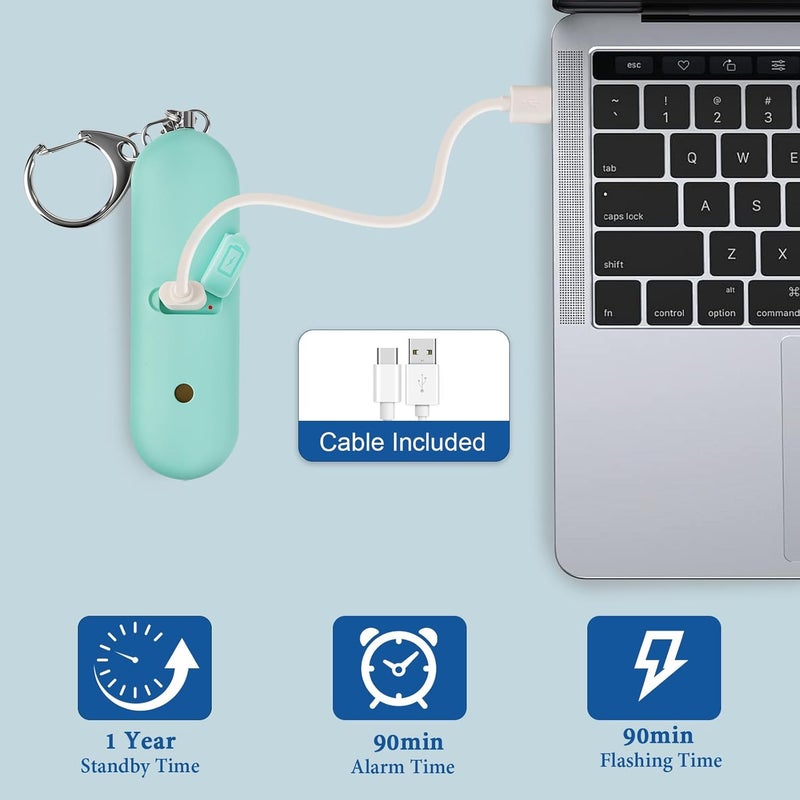 SaForFe Rechargeable Personal Safety Alarm for Women - 140dB Self-Defense Security Alarm Keychain with Strobe Light, Emergency Security Alert Devices for Women Girls Kids Elderly (Aqua) - Image 5